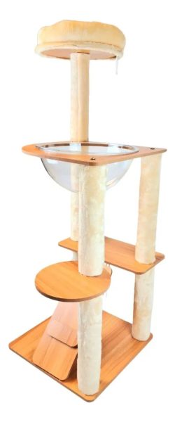 Torre Para Gatos De Madera Felpa Y Cama Transparente 110cm - Imagen 6