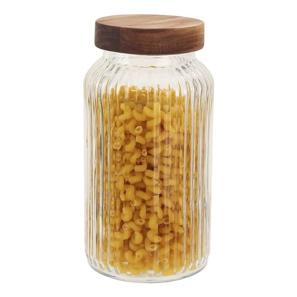 Frasco Bollon Recipiente Vidrio C/tapa De Madera De 1500ml