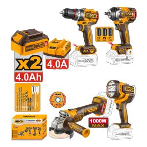 Kit Ingco 4 Herramientas Inalambricas P20s 20v Con Baterias