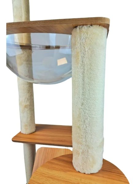 Torre Para Gatos De Madera Felpa Y Cama Transparente 110cm - Imagen 4