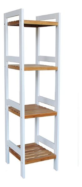Estanteria Madera 4 Estantes Bamboo Color Blanco - Imagen 5
