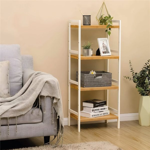 Estanteria Madera 4 Estantes Bamboo Color Blanco - Imagen 6