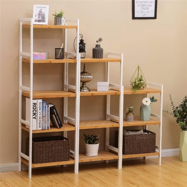 Estanteria Madera 4 Estantes Bamboo Color Blanco - Imagen 4