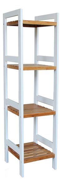 Estanteria Madera 4 Estantes Bamboo Color Blanco - Imagen 2