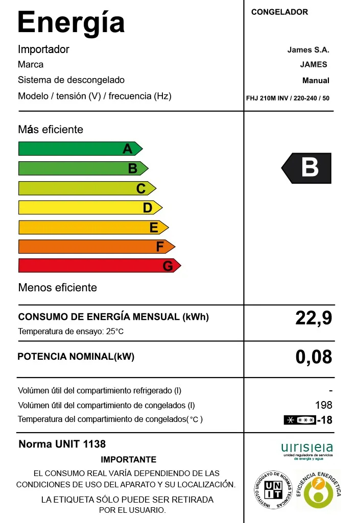 Freezers Horizontal James Fhj 210m Frío Húmedo 198l 73520 - Imagen 2