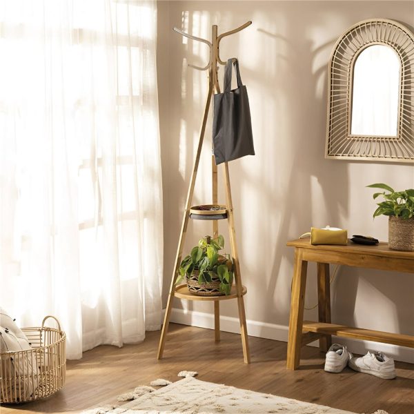 Perchero Para Ropa Oraganizador Estante Bambu 35x41x169cms - Imagen 2