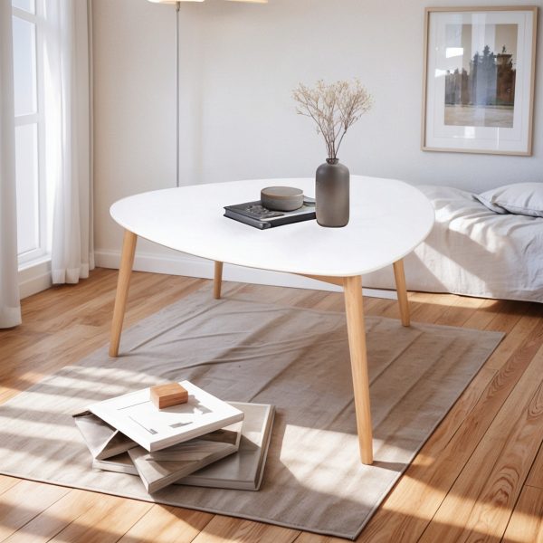 Mesa Ratona Céntrica Triangular Nórdica Living Sala De Estar - Imagen 7