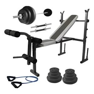 Banco De Pecho + Barra 150 +2 Mancuernas + 40kg Pesas