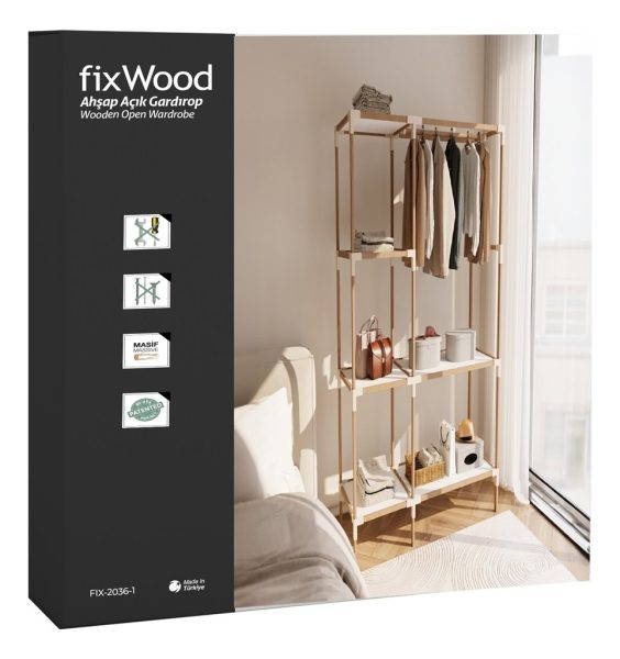 Organizador/perchero 3 Niveles 155x47x111cms Madera Y Pp - Imagen 4