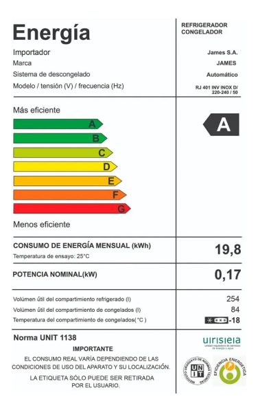 Heladera James 372 Litros Con Frio Seco Inverter Rj 401 - Imagen 3