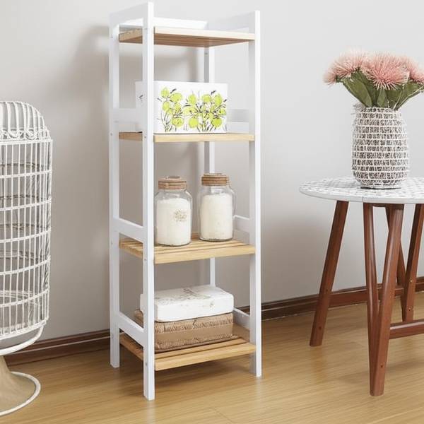 Estanteria Madera 4 Estantes Bamboo Color Blanco