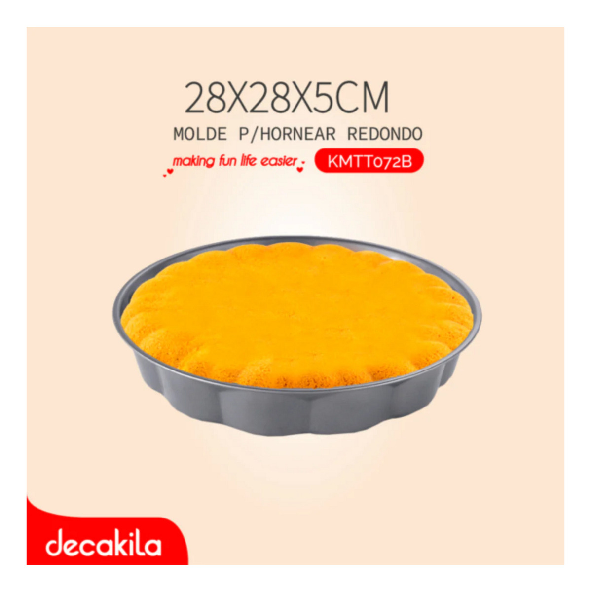 Asadera Redondo Para Hornear De 28x28x5cm, Kmtt072b - Imagen 3