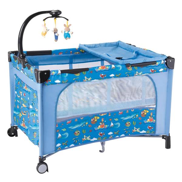 Practicuna Azul Cuna Para Bebe Corral Infantil S/ Cambiador