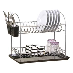 Escurridor Doble Con Bandeja 46x28x40cm Cromado