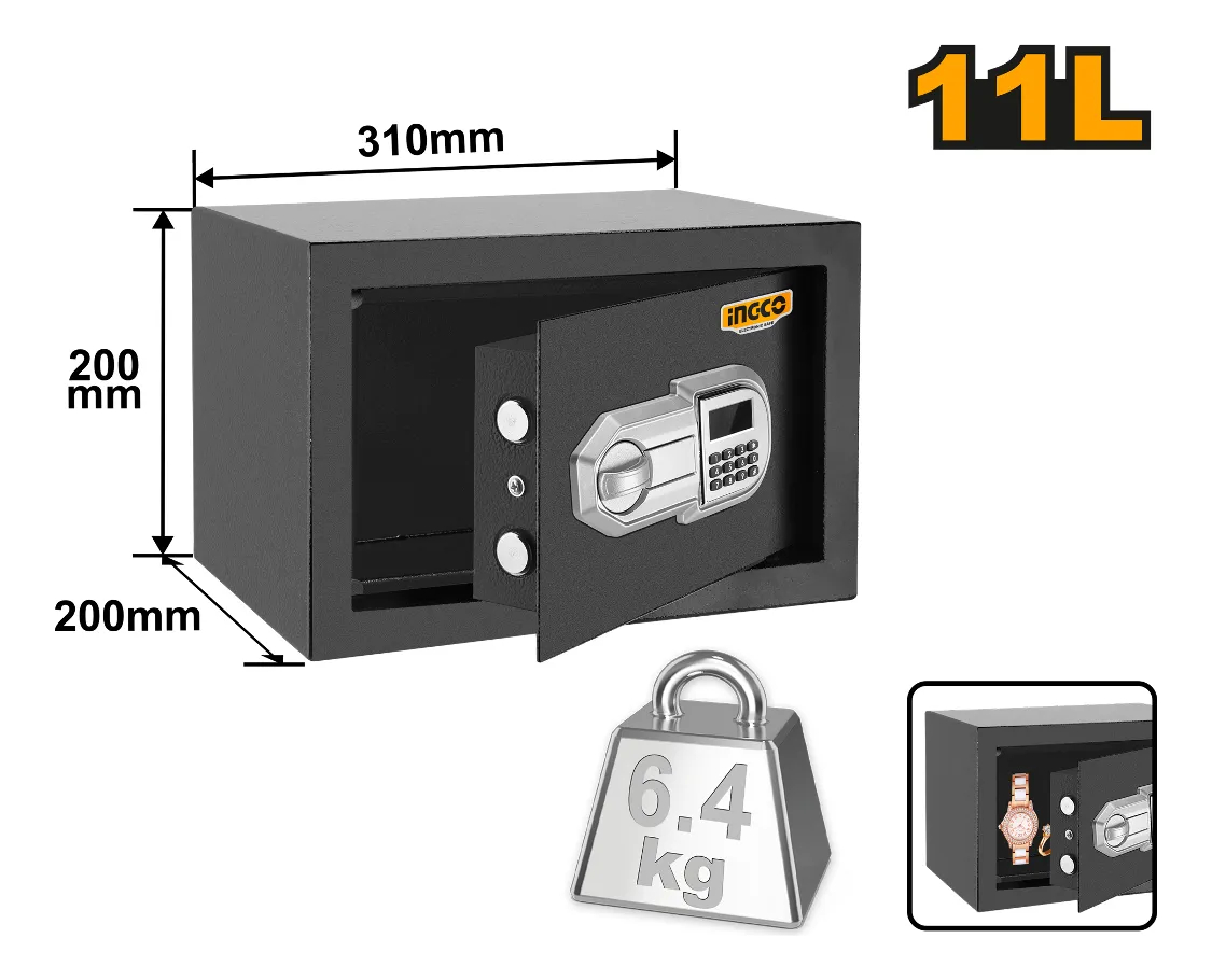 Caja Fuerte Digital 11lt Esf2002 Ingco - Imagen 2