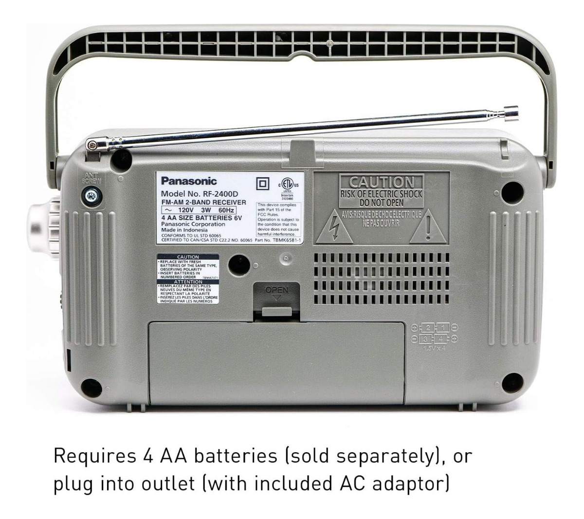 Radio Panasonic Am Fm Corriente 220 V. O Pilas Color Platead - Imagen 2