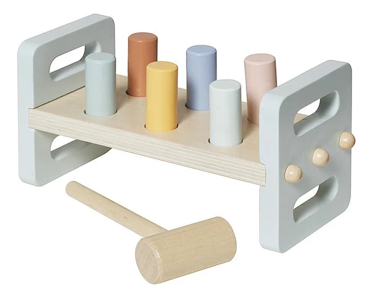 Juego De Encastre Infantil En Madera 3 En 1 Banco Cubo Aros - Imagen 4