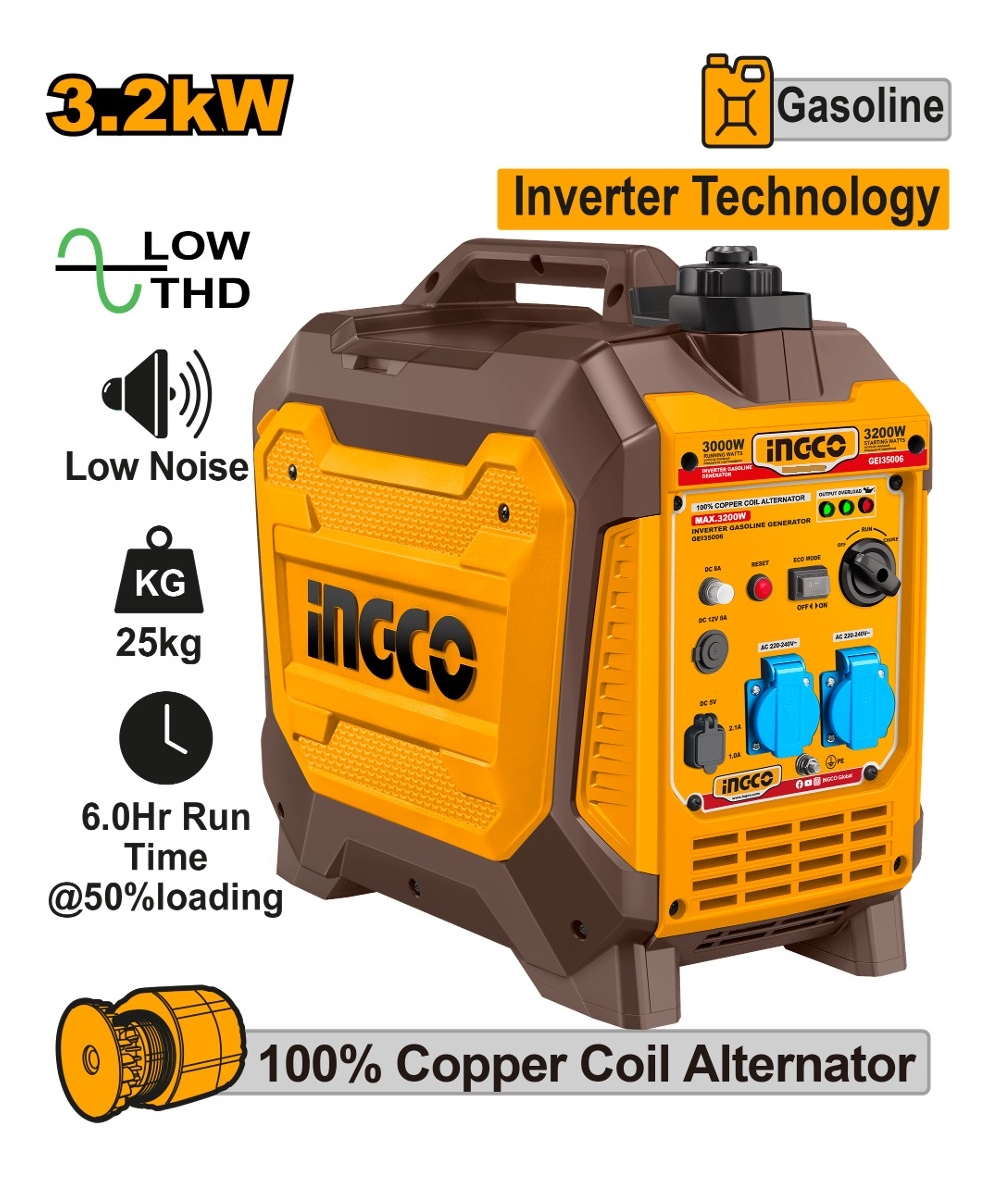 Generador Inverter 3.2kw 25kg Bajo Ruido Ingco Gei35006 - Imagen 2