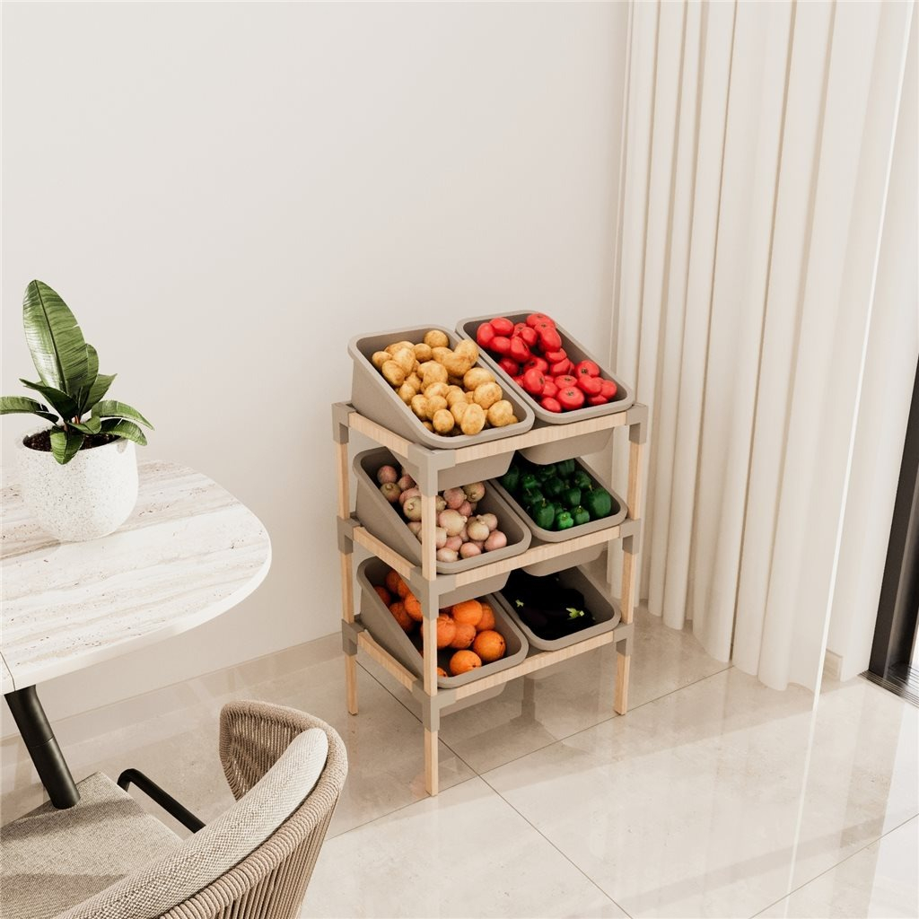 Estanteria 6 Contenerdores 90x55x39cms Medera Y Pp - Imagen 2