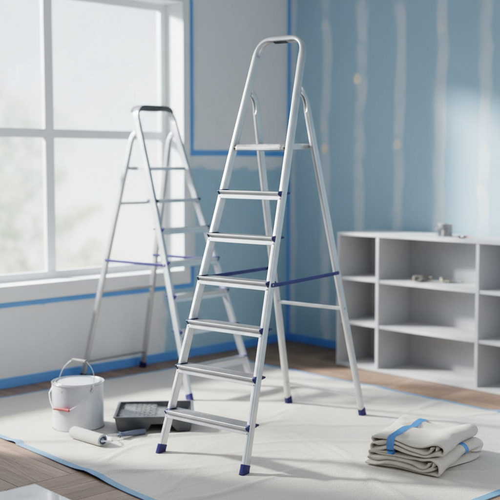 Escalera De Aluminio Tijera Mor 5105 7 Escalones - Imagen 2