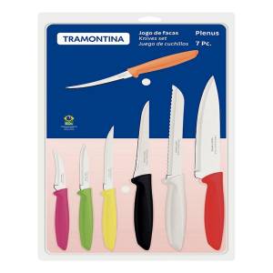 Juego De 7 Cuchillos Tramontina Con Mango De Colores Plenus