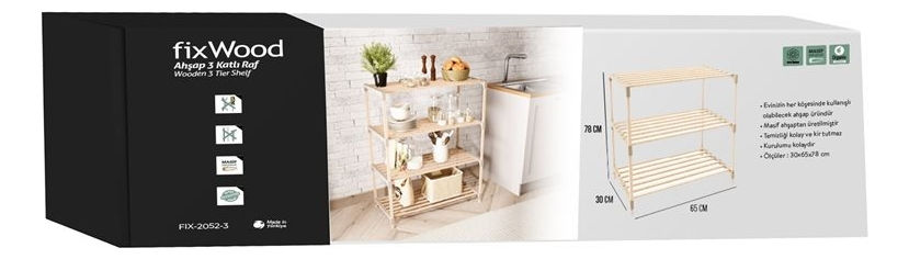 Estanteria 3 Niveles 78x65x30cms Madera - Imagen 4