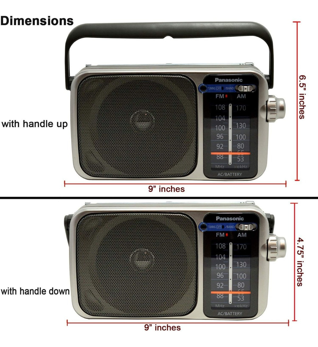 Radio Panasonic Am Fm Corriente 220 V. O Pilas Color Platead - Imagen 10