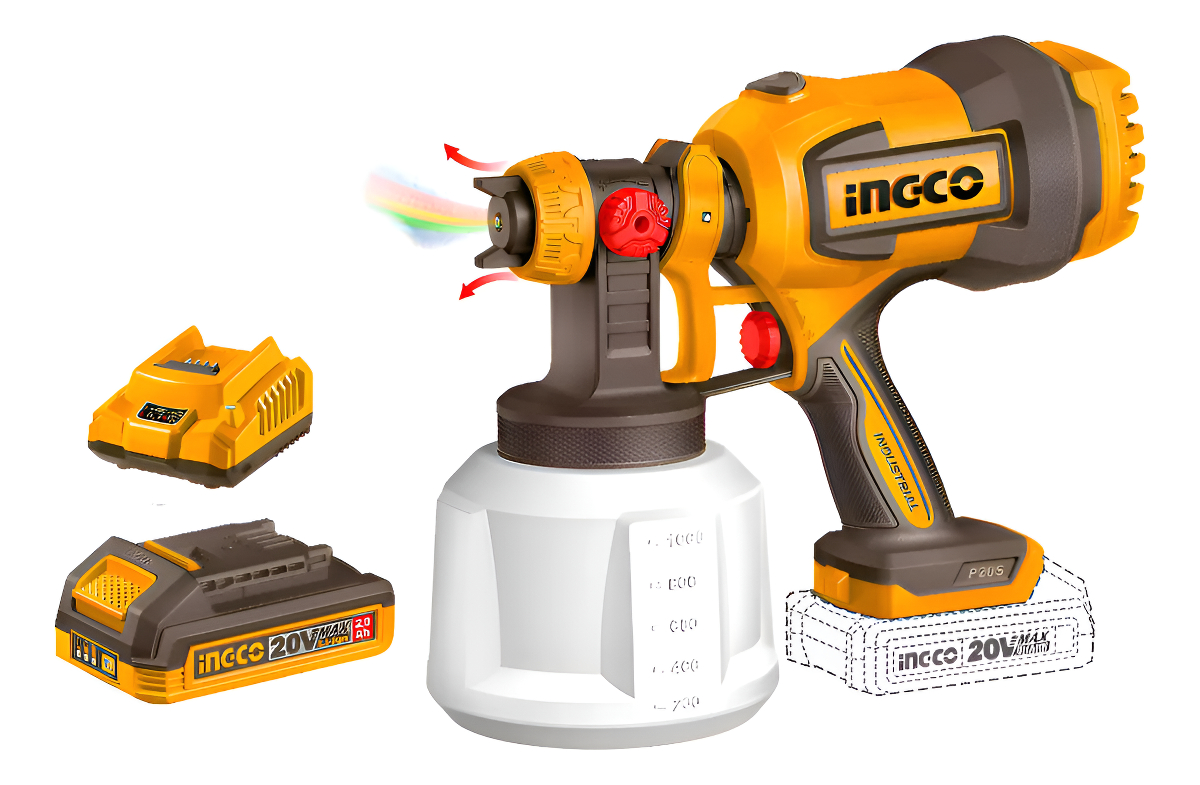 Pistola Pintar 20v Accesorio + Bat + Car + Ingco Csgli20042