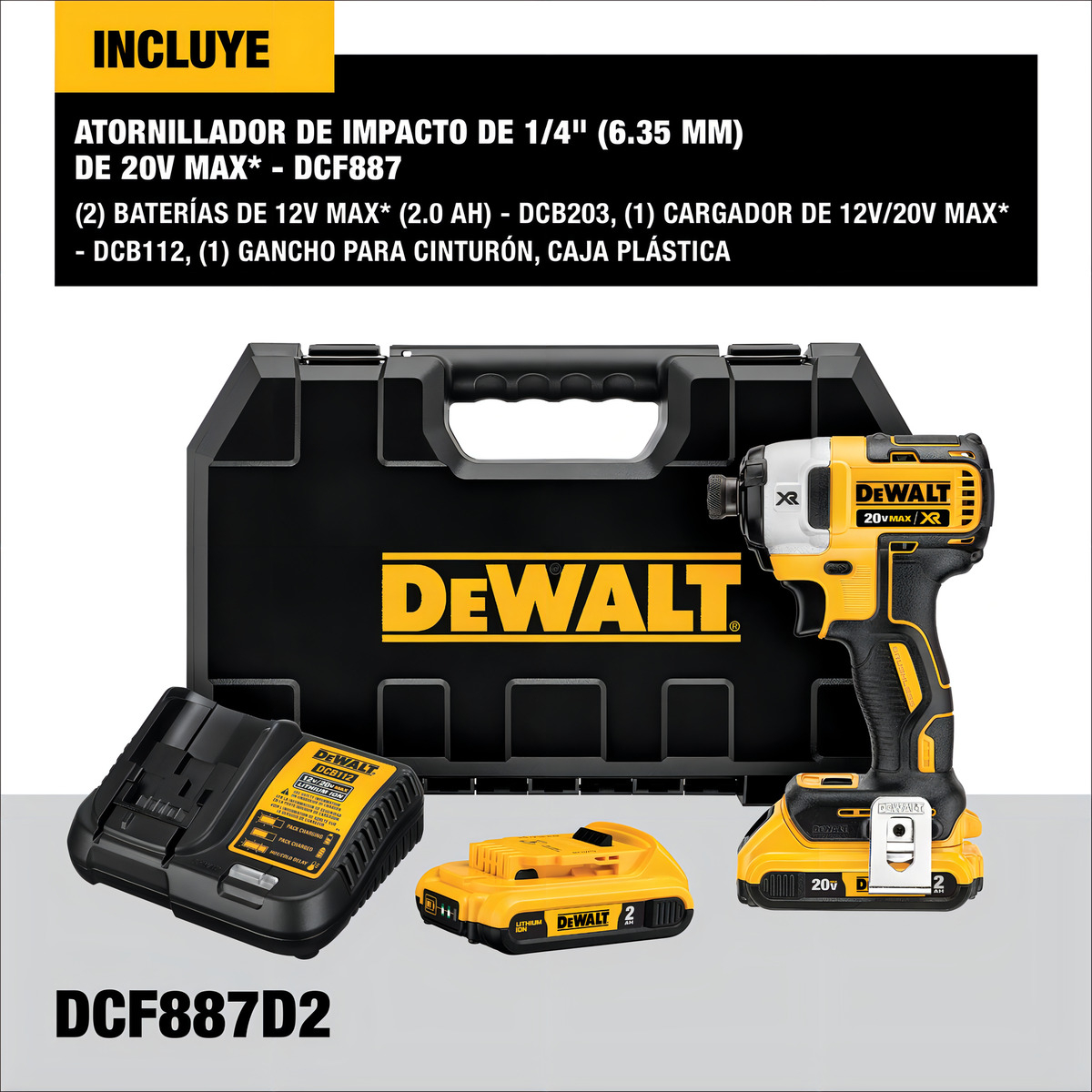 Atornillador De Impacto Dewalt Dcf887m2-b2 1/4 Sin Carbones - Imagen 6