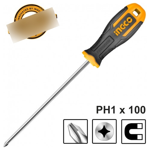 Destornillador Phillips Ph1 Ingco Hs68ph1100 5mm Largo 100mm - Imagen 2