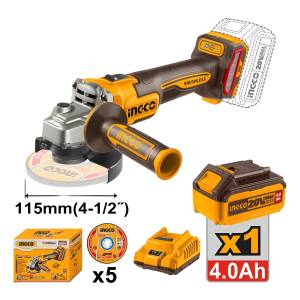 Amoladora Angular 115mm A Bateria P20s 20v Brushless + 5 Dis