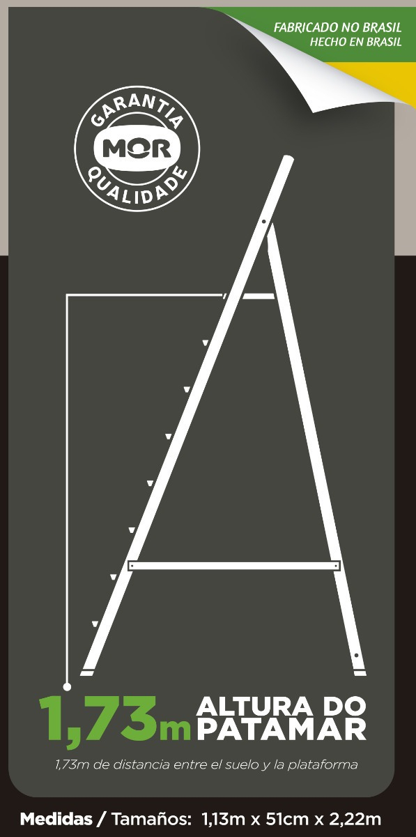 Escalera De Aluminio Tijera Mor 5106 8 Escalones - Imagen 8