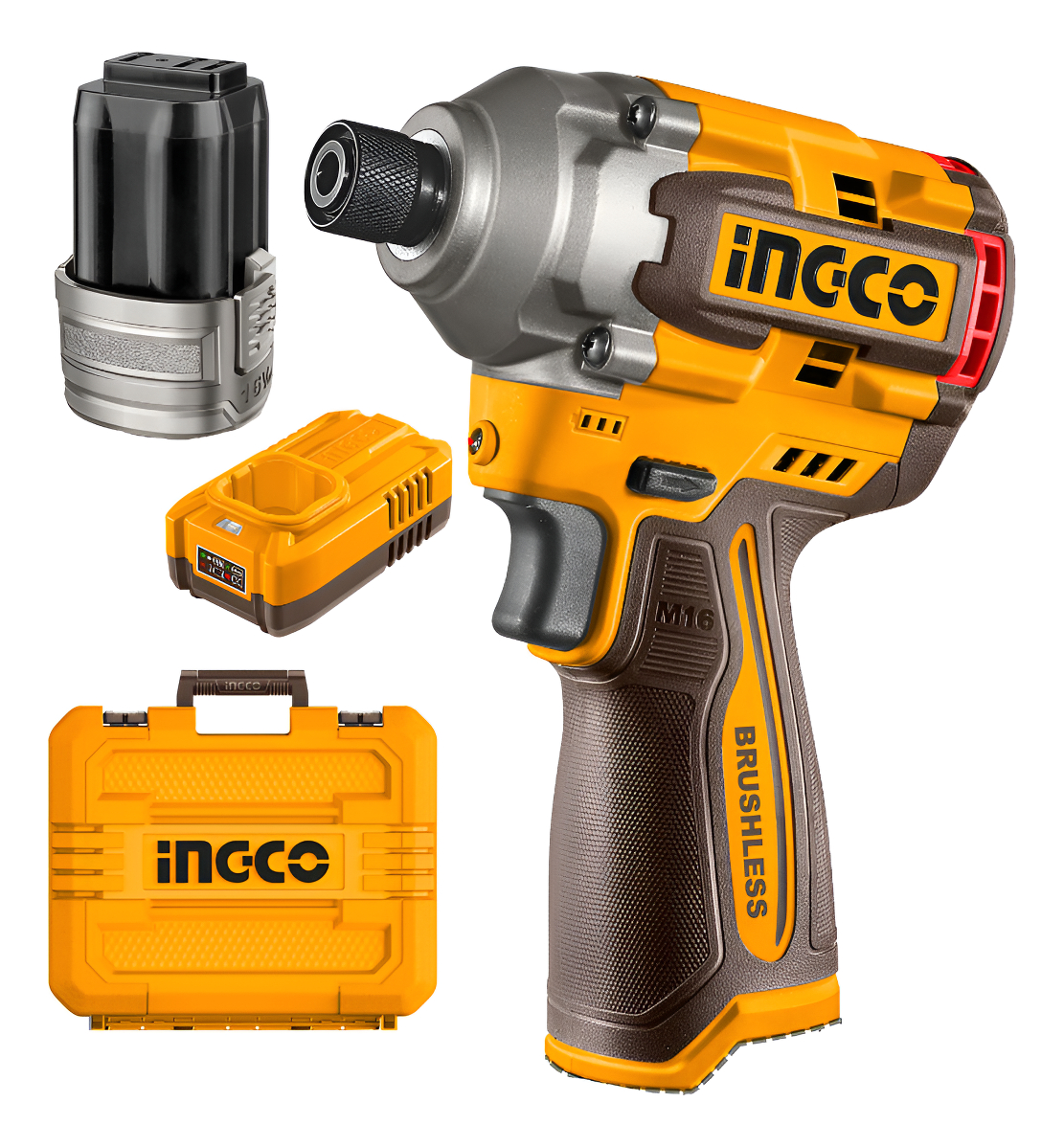 Atornillador De Impacto 16v C/2 Bateria Y Accesorios Ingco