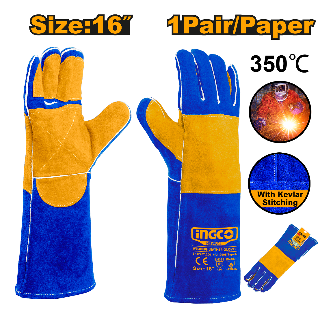 Guantes De Cuero Para Soldar Hgvw04 - Imagen 2