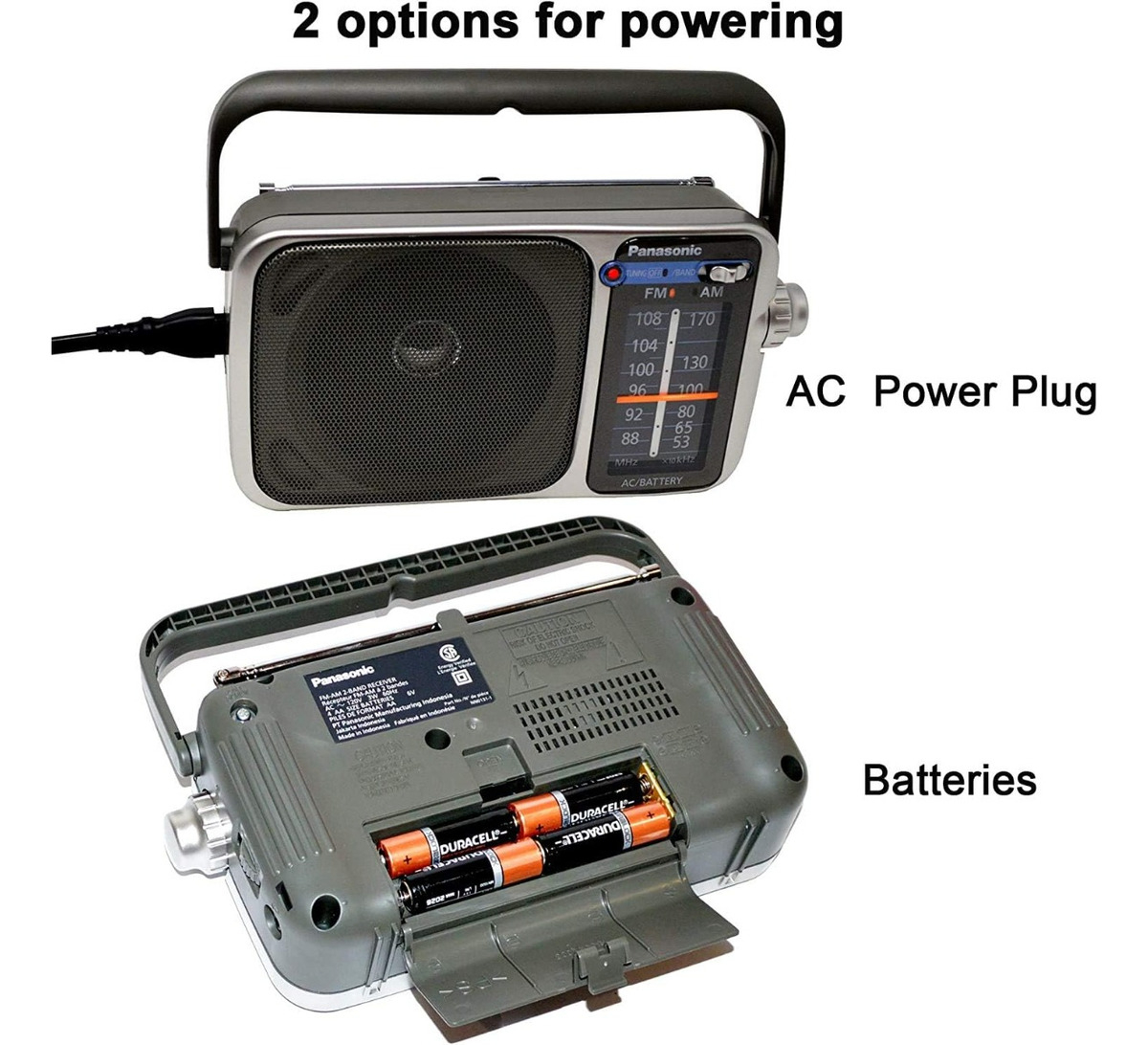 Radio Panasonic Am Fm Corriente 220 V. O Pilas Color Platead - Imagen 9