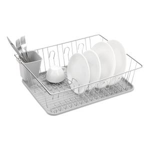 Escurridor Secaplato Cromado Con Bandeja Y Cubiertera