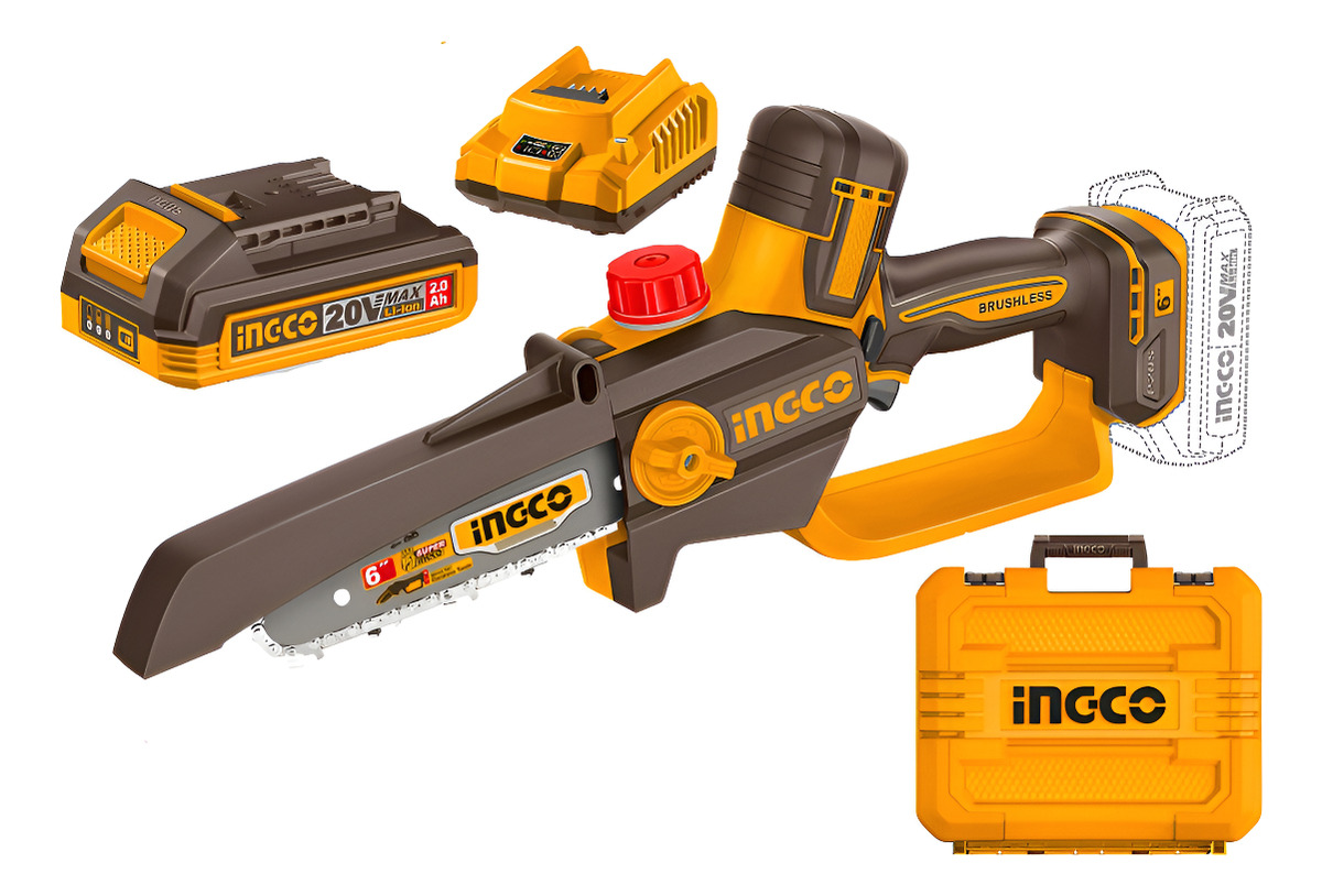 Motosierra 20v Bateria Cargador Accesorios Ingco Cgsli20662