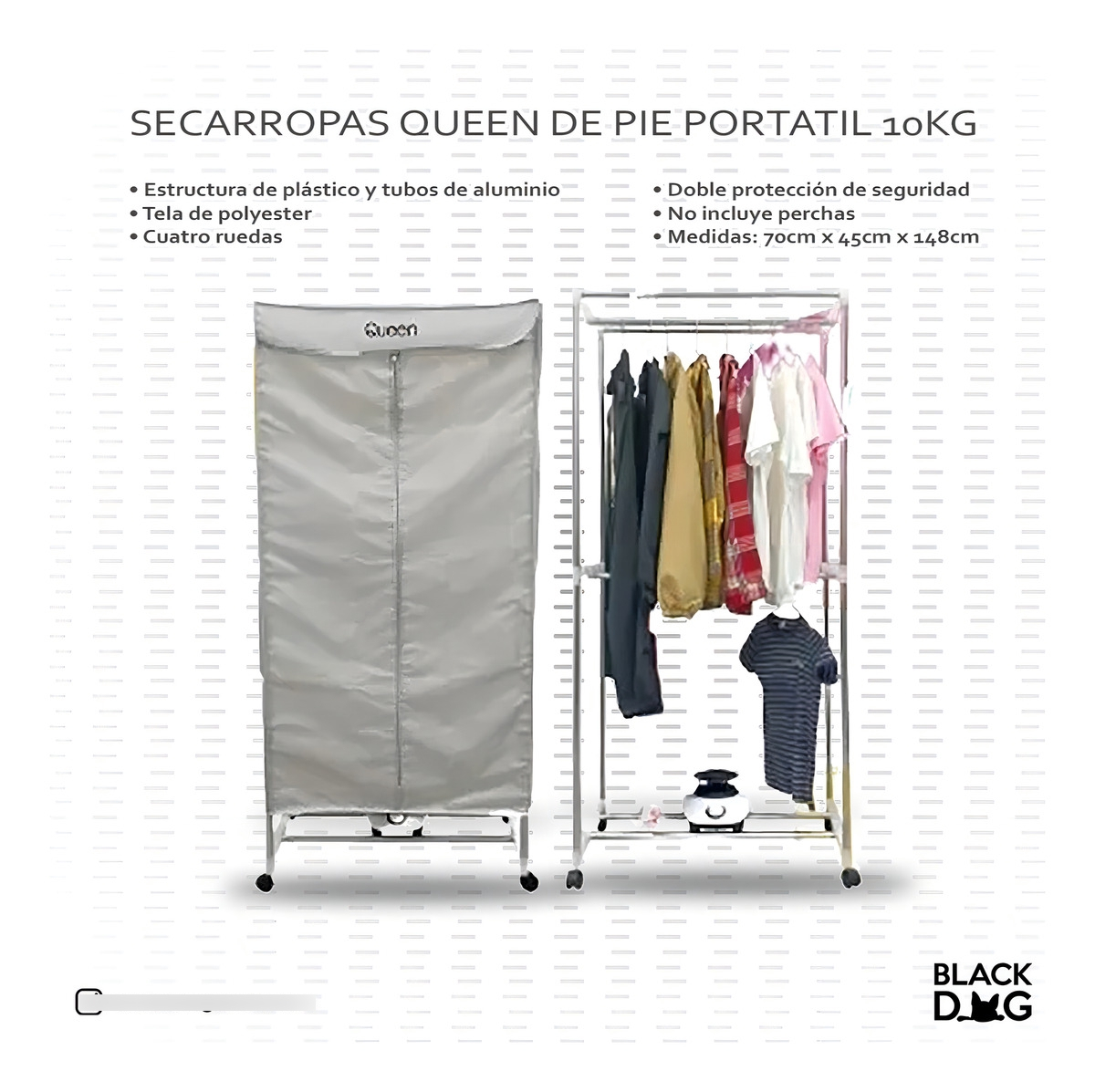 Secarropas De Pie Portátil De 10 Kg Enxuta 1000w - Imagen 2