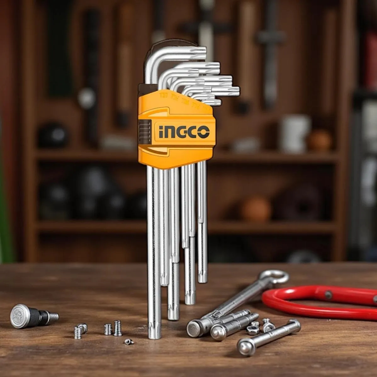 Juego De 9 Llaves Torx S2 Extra Largo T10-50 Ingco - Hhk1309 - Imagen 2