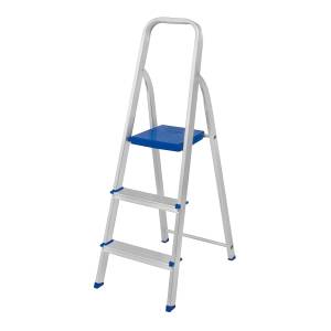 Escalera Aluminio 3 Escalones 1,20 Metros Plegable Práctica Plateado