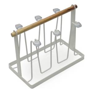 Escurre Vasos Secavasos Metal Y Madera Blanco 26x13x19cm