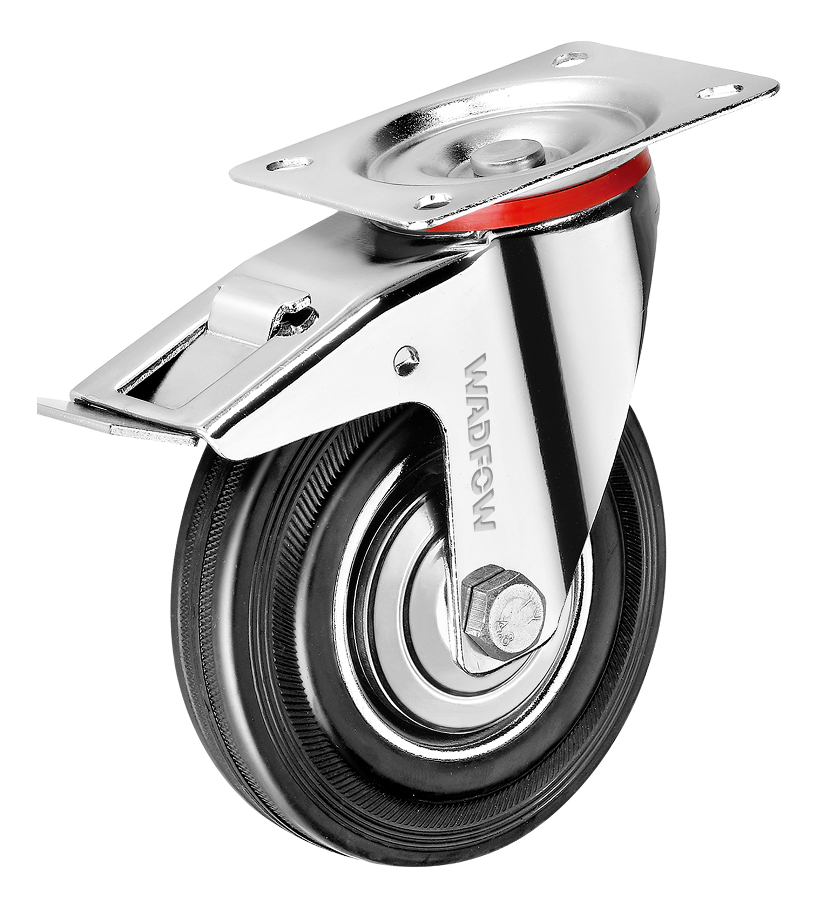 Rueda Metal/goma Giratoria Con Freno 3 Wadfow Wjl3333