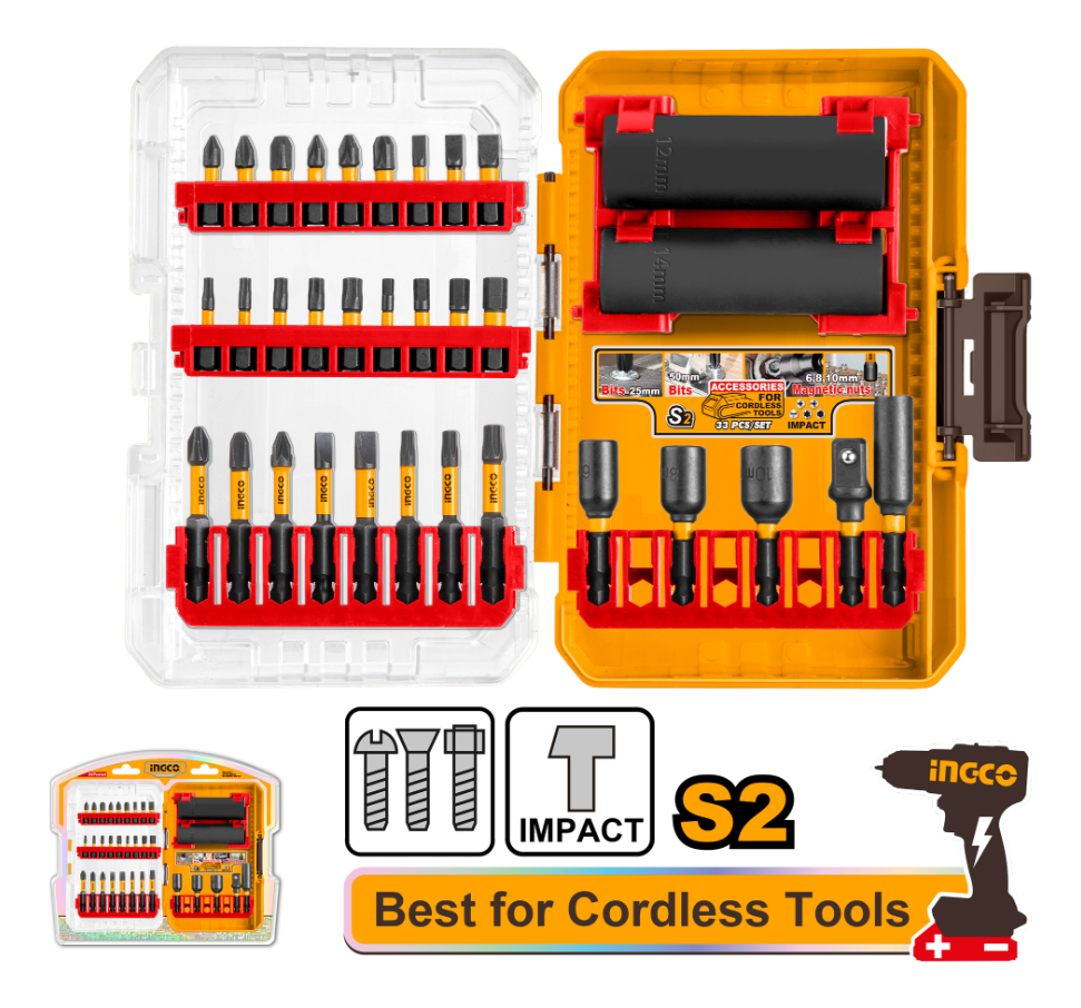 Set 33 Piezas Puntas Y Dados Para Impacto Ingco Akdl63306 - Imagen 2