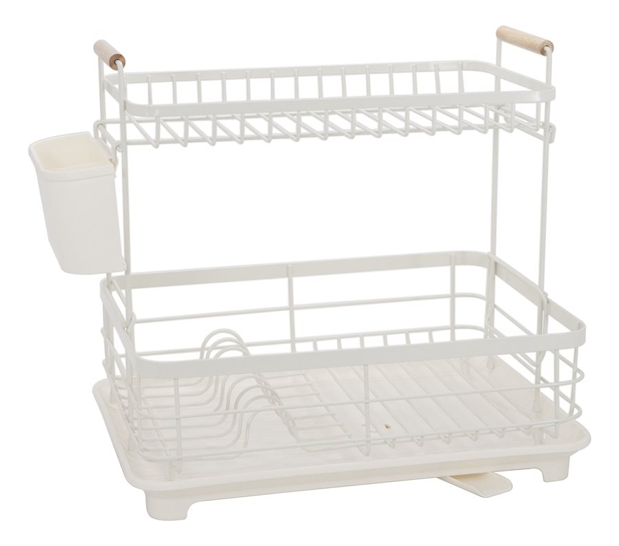 Escurridor Metal 2 Niveles Con Asas Madera Y Bandeja - Imagen 3