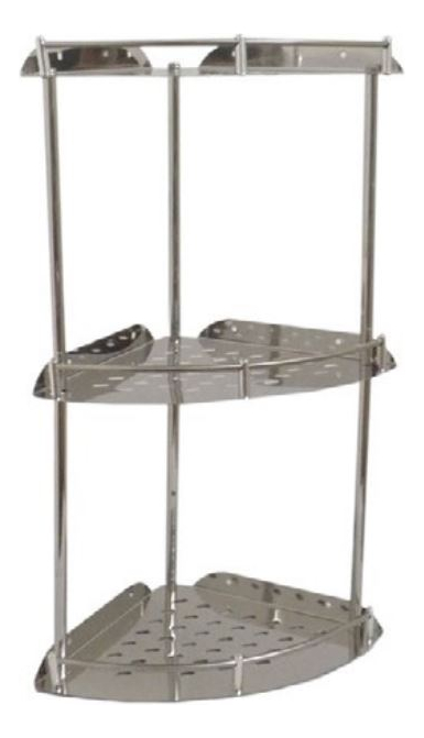 Esquinero Tres Estantes En Acero Inox. Para BaƱo O Cocina