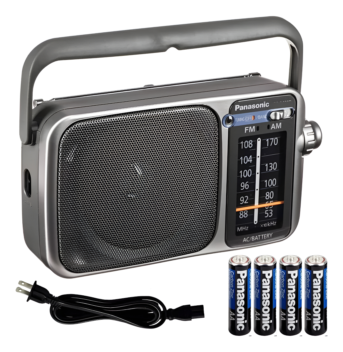 Radio Panasonic Am Fm Corriente 220 V. O Pilas Color Platead