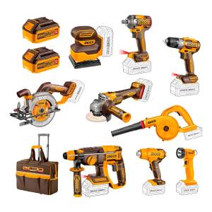 Super Combo 9 Herramientas Inalámbricas Ingco 20v + Maleta