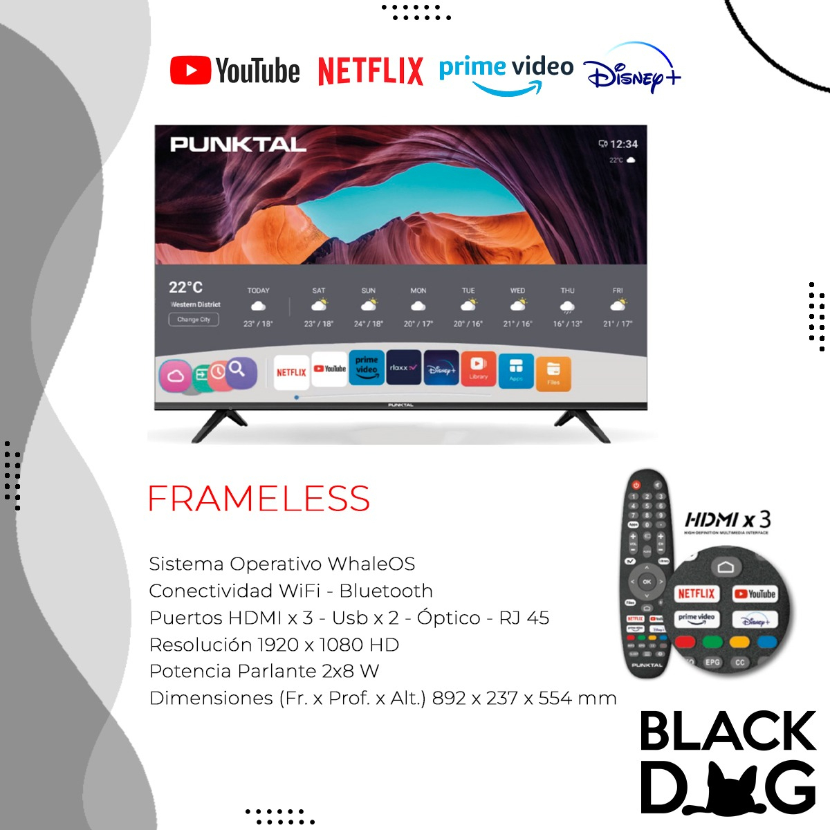 Smart Tv Punktal Fhd Frameless 40 Pk-40 Wos - Imagen 2