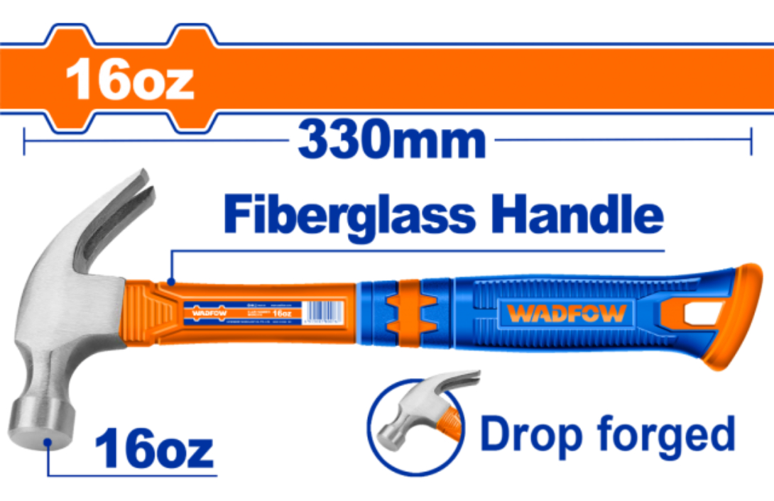 Martillo Uña 450g Mango De Fibra Wadfow Whm3316 - Imagen 3