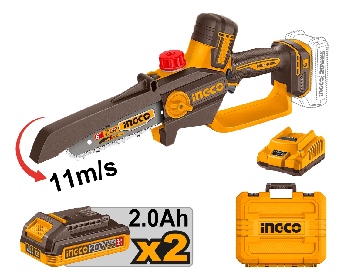 Motosierra 20v Bateria Cargador Accesorios Ingco Cgsli20662 - Imagen 3